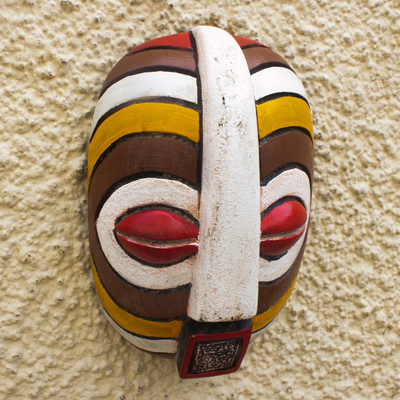 Afrikanische Holzmaske, „Bondeko“ – handgefertigte afrikanische Maske aus Sese-Holz