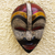African wood mask, 'Fuma Warrior' - Hand Painted Sese Wood Warrior Mask from Ghana thumbail