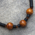 Wood beaded necklace, 'Akutu' - Hand Made Sese Wood and Recycled Glass Beaded Necklace