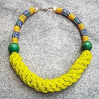 Recycled glass beaded necklace, Yehowada