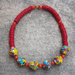 Recycled glass bead necklace, 'Animuonyam' - Multicolored Recycled Glass Bead Necklace