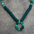 Agate and cat's eye bead necklace, 'Envy' - Green Agate Cat's Eye and Recycled Glass Bead Necklace