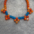 Collar de ágata y cuentas de vidrio reciclado - Collar de Ágata Naranja y Azul y Cuentas de Vidrio Reciclado