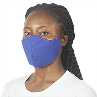 Cotton face mask, 'Blue Dream' - Hand Made Blue Cotton Face Mask from Africa