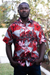 Men's cotton shirt, 'Orange Splash' - Men's Printed Cotton Short Sleeve Shirt from Ghana thumbail