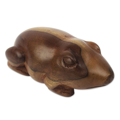 Hand Carved Ebony Wood Frog Statuette