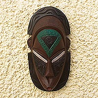 African wood mask, 'Bloblo' - Hand Carved African Sese Wood Mask