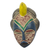Máscara de madera africana, 'Cara mágica' - Máscara de madera africana chapada en aluminio