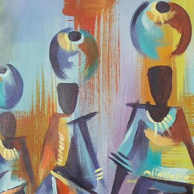 'Doh, Ray, Me' - Pintura acrílica moderna multicolor de Ghana