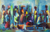 'Letzte Minute' - Überfüllter afrikanischer Marktplatz Original-Acryl-Gemälde