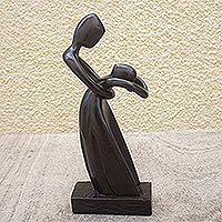 Ebony wood sculpture, 'Dance Shadow' - Hand Made Ebony Wood Dancing Sculpture
