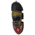 Afrikanische Holzmaske, „Festac“ – Wandmaske aus Sese-Holz und recycelten Glasperlen