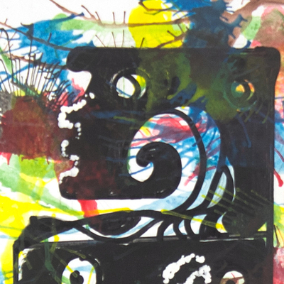 'Duafe' - Pintura original firmada con acrílico y lápiz de colores