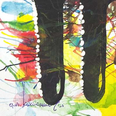 'Duafe' - Pintura original firmada con acrílico y lápiz de colores