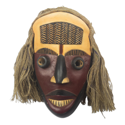 Máscara de madera africana - Máscara de madera de sésé africana hecha a mano artesanalmente.
