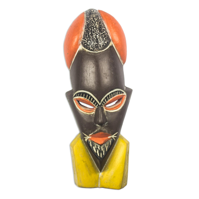 African wood mask, 'Take Me' - Hand Painted Sese Wood Mask from West Africa