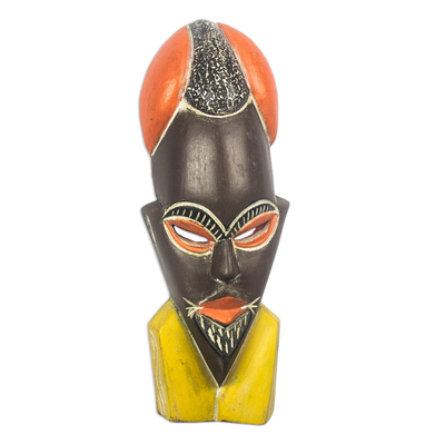 African wood mask, 'Take Me' - Hand Painted Sese Wood Mask from West Africa