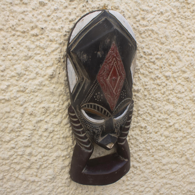 Máscara de madera africana - Máscara de madera de Sese pintada a mano de África Occidental