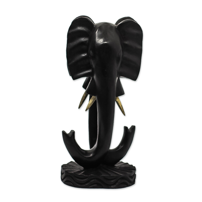 Hand Crafted Ebony Wood Elephant Sculpture
