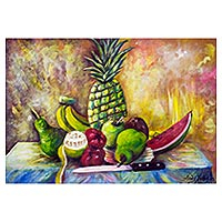 'Composición de frutas' - Pintura acrílica de bodegones de frutas sobre lienzo de África