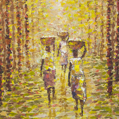 'Walking Home II' - Acrylic Landscape and Figure Painting on Canvas