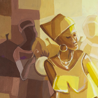 „Rhythmus in Farbe“ – Signiertes Acryl-Musik-Gemälde aus Westafrika