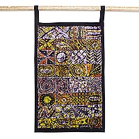 Cotton batik wall hanging, 'African Impressionism' - Hand Crafted Cotton Batik Abstract Wall Hanging
