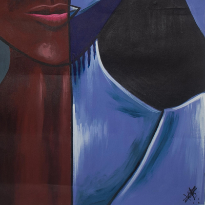 'Meditation II' - Meditating Figure Painting from West Africa