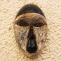 African wood mask, 'Nusetor' - Painted African Sese Wood Mask