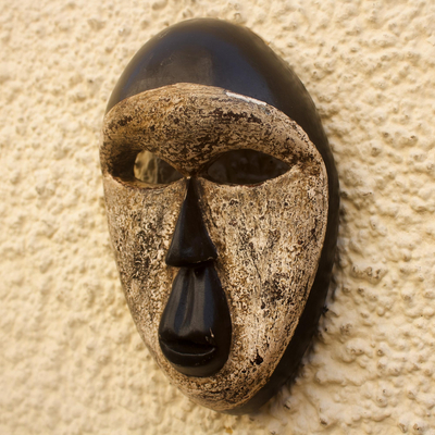 African wood mask, 'Nusetor' - Painted African Sese Wood Mask