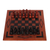 Wood and leather chess set, 'Spider' - Wood and leather chess set