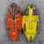 African wood mask, 'Colorful Couple' - Yellow and Orange Sese Wood Mask