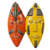 African wood mask, 'Colorful Couple' - Yellow and Orange Sese Wood Mask