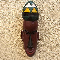 African wood mask, 'Lorm' - Artisan Crafted African Sese Wood Mask