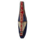 African wood mask, 'Amewuga' - Handcrafted African Sese Wood Mask in Blue and Red