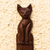 Mahogany wood wall art, 'Brown Cat' - Mahogany Wood Cat-Motif Wall Art (image 2b) thumbail