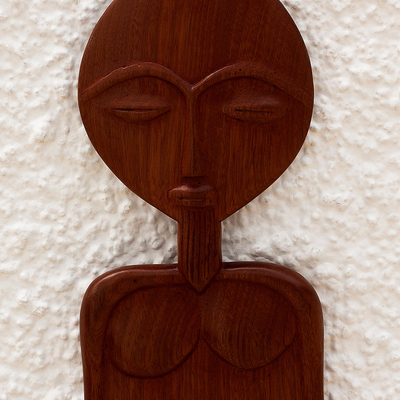 Arte de pared de madera de caoba, 'Sefadzi' - Arte de pared de madera de caoba hecho a mano