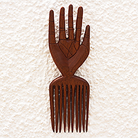 Mahogany wood wall art, 'All Fingers Are Not the Same'