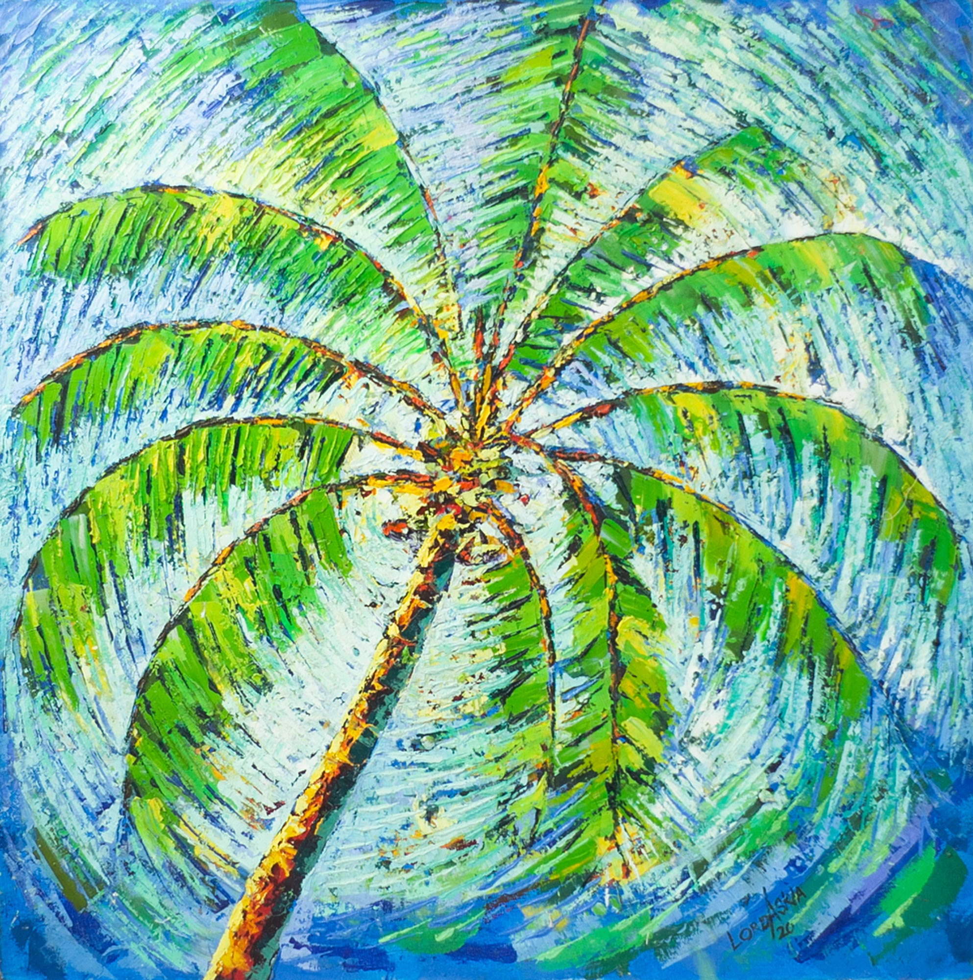 Unicef Market Coconut Tree Oil Painting On Canvas Stability I