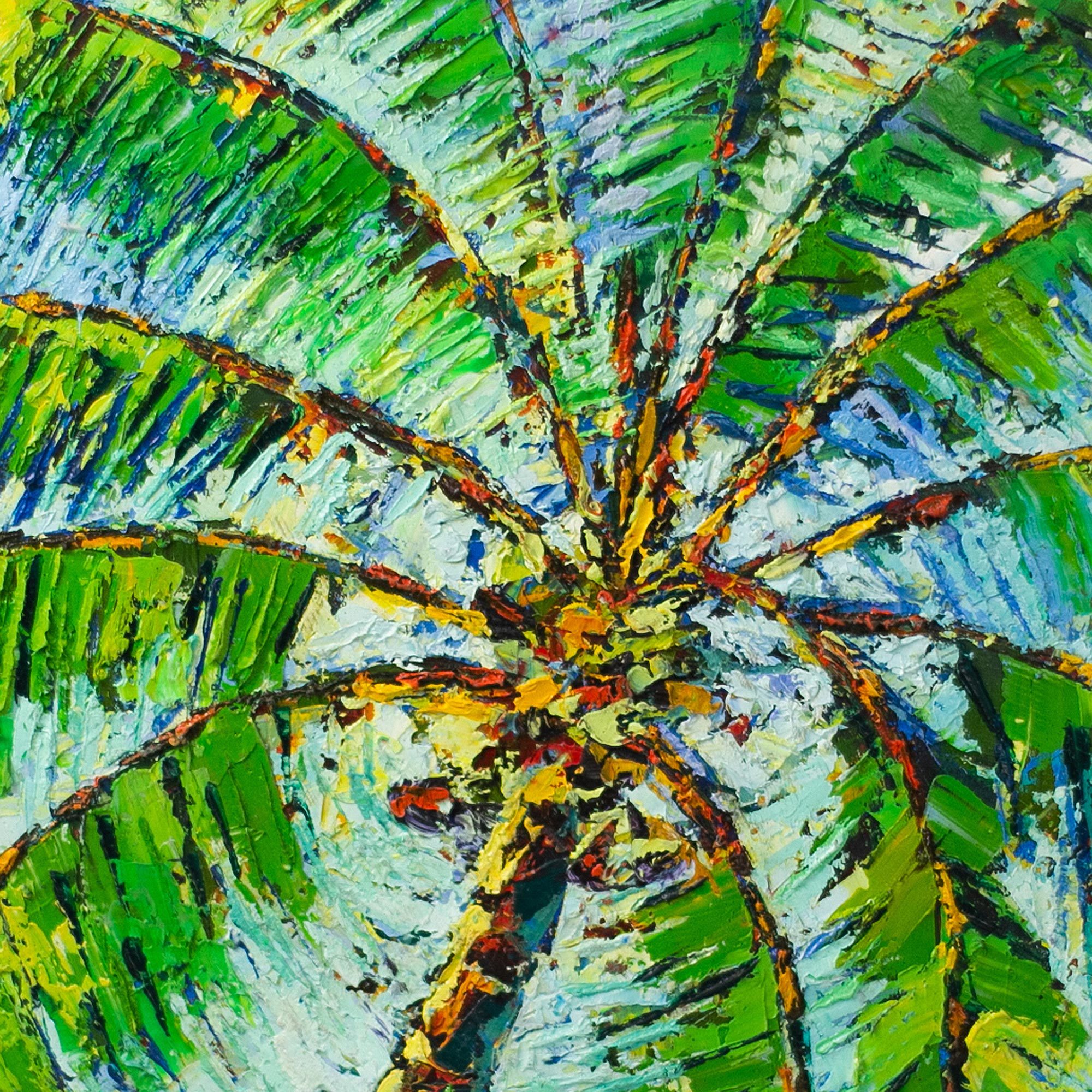 Coconut Tree Oil Painting on Canvas Stability I NOVICA