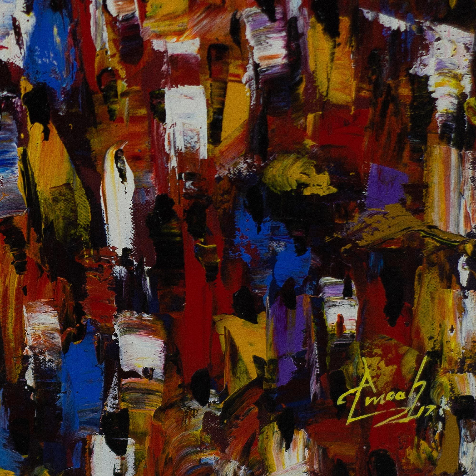 Acrylic on Canvas Marketplace Painting from Ghana The Market NOVICA