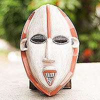 African wood mask, 'Igbo Okoroshi' - Hand Carved Sese Wood Mask from Ghana