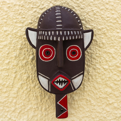 African wood mask, 'Bwa Nunuma' - Artisan Made African Sese Wood Mask