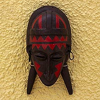 African wood mask, 'Marka' - Hand Carved African Sese Wood Mask