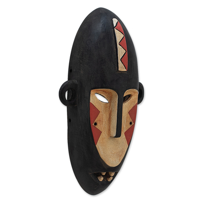 African wood mask, 'Boa Style' - African Sese Wood Mask