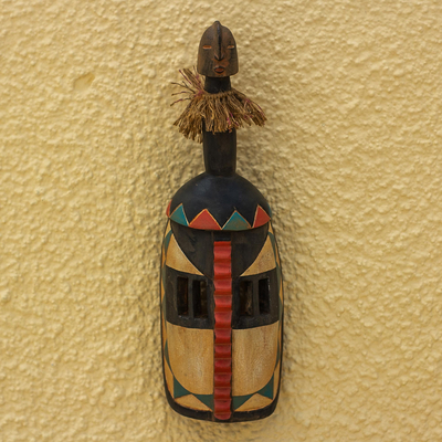 Afrikanische Holzmaske, 'Mossi' - handgemachte afrikanische Sese-Holzmaske