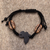 Ebony wood pendant bracelet, 'African Night' - Hand Crafted Ebony Wood Pendant Bracelet from Ghana