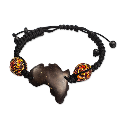 Artisan Crafted Coconut Shell Pendant Bracelet from Ghana