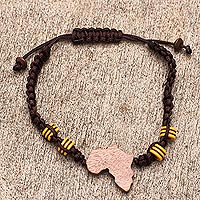 Ebony wood pendant bracelet, 'Dark Love' - Hand Crafted Ebony Wood African Pendant Bracelet