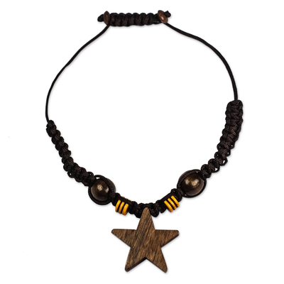Hand Made Ebony Wood Star-Motif Charm Bracelet